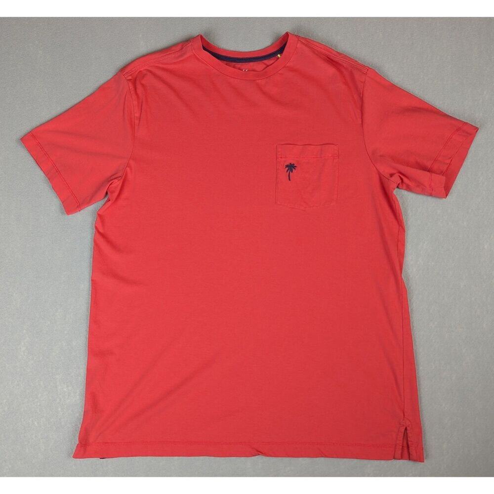 Caribbean Supima Short Sleeve Crew Neck Pocket Tee Dark Coral Size L